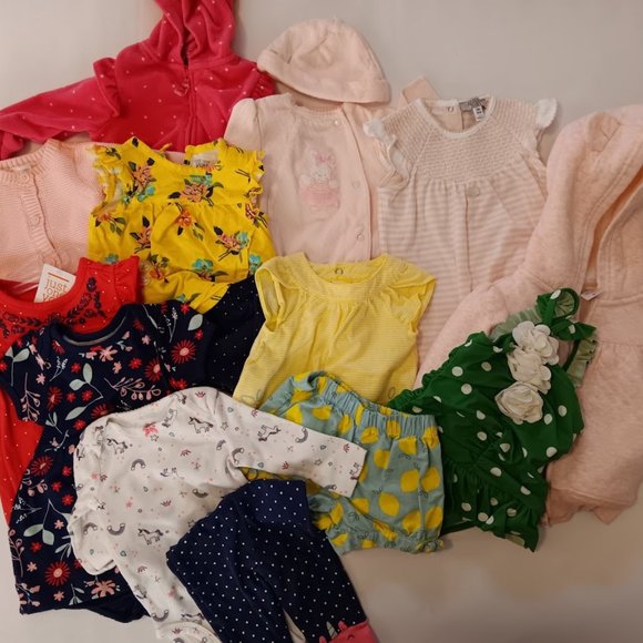 Baby Girls NB to 6-9M Lot - Carters, Janie&Jack, Armani Baby, Little Me - Picture 1 of 11
